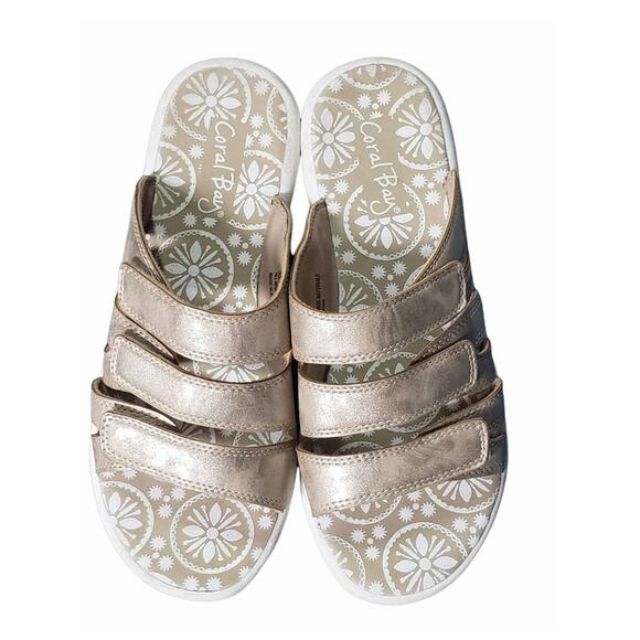 Coral Bay Gold Multiple Adjustable Strap Open Toe Sandals - Size 10 - Picture 7 of 10